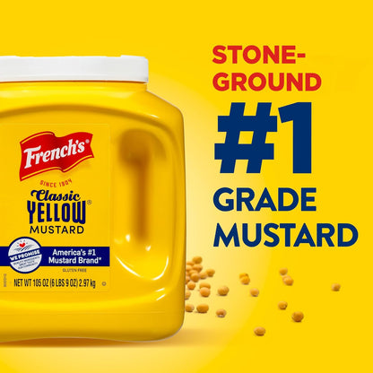 French's Classic Yellow Mustard, 105 oz – Commercial Kitchen Mustard for Streamlining Sandwich, Dressing, and Marinade Prep