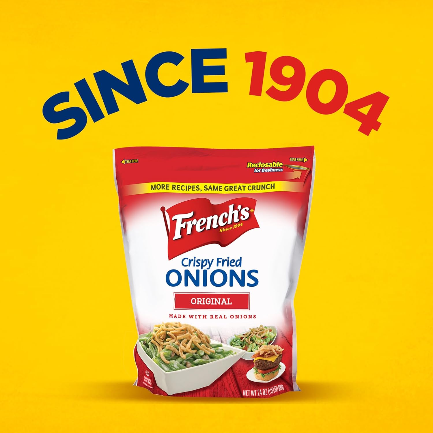 French's Original Crispy Fried Onions 24 oz – Plant-Forward Topping for Healthy Salad and Bowl Prep