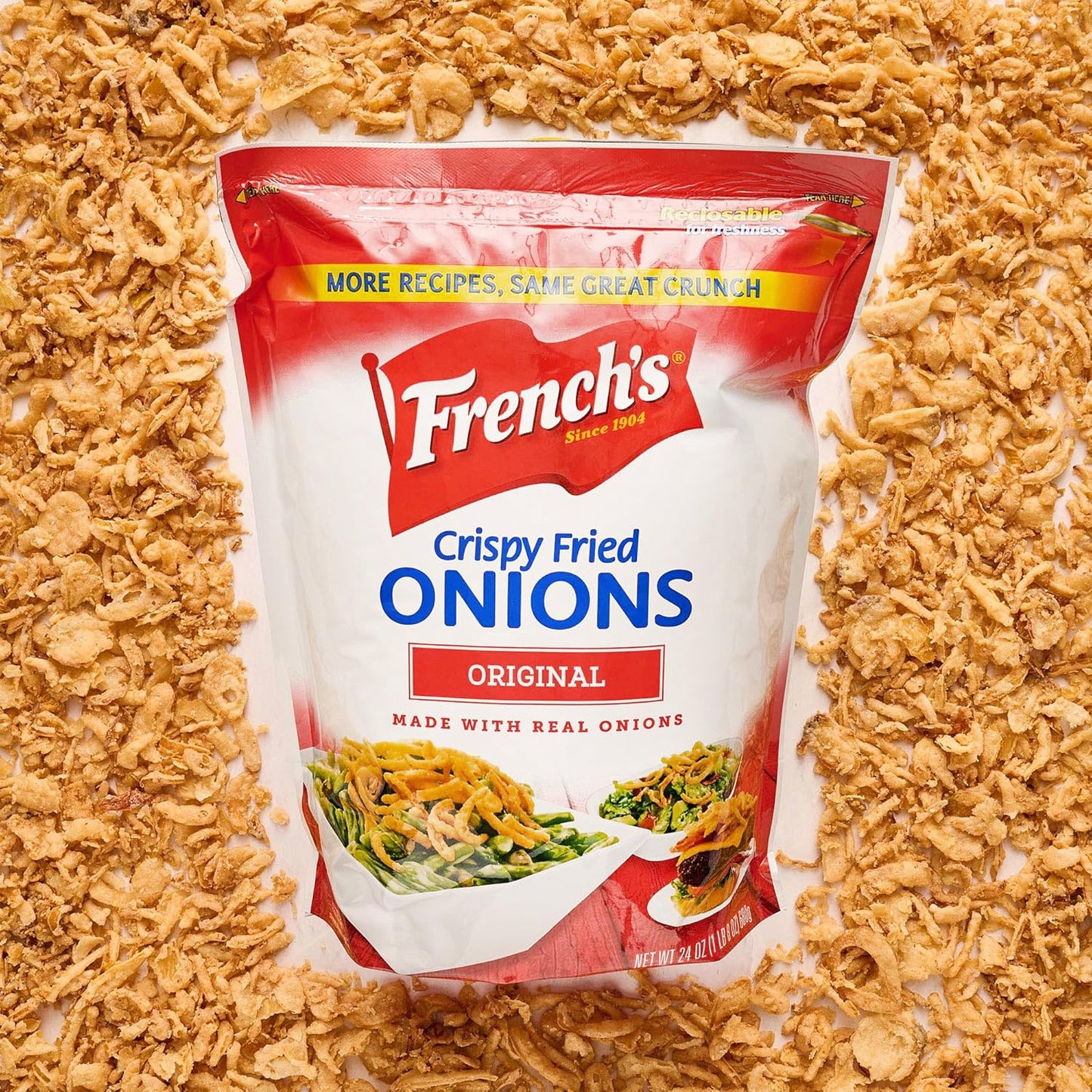 French's Original Crispy Fried Onions 24 oz – Plant-Forward Topping for Healthy Salad and Bowl Prep