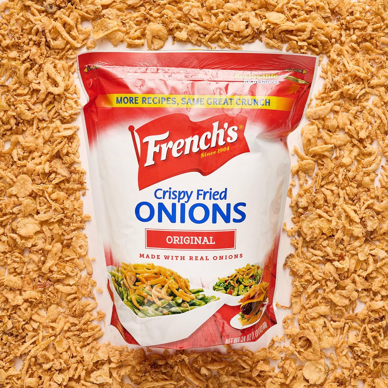 French's Original Crispy Fried Onions 24 oz – Plant-Forward Topping for Healthy Salad and Bowl Prep