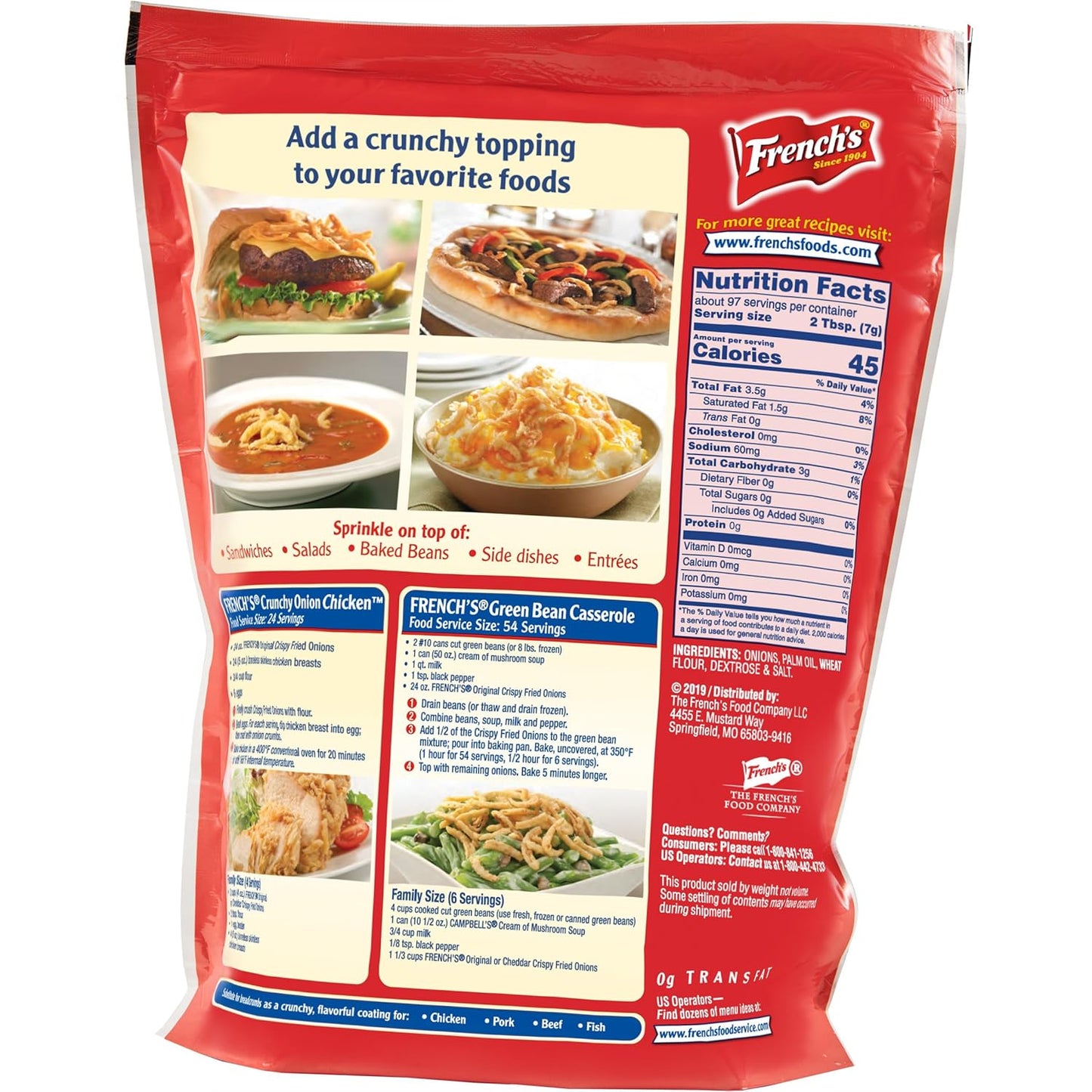 French's Original Crispy Fried Onions 24 oz – Plant-Forward Topping for Healthy Salad and Bowl Prep