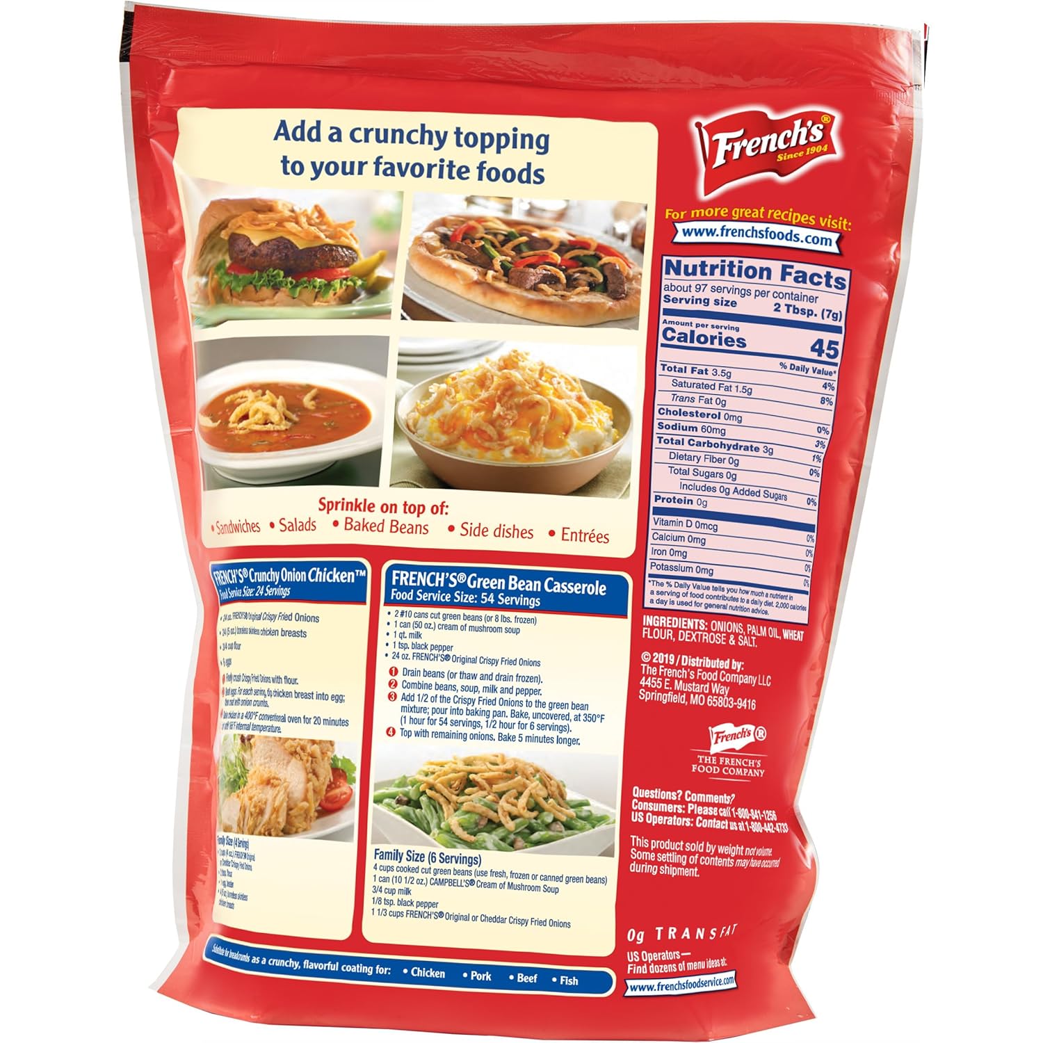 French's Original Crispy Fried Onions 24 oz – Plant-Forward Topping for Healthy Salad and Bowl Prep