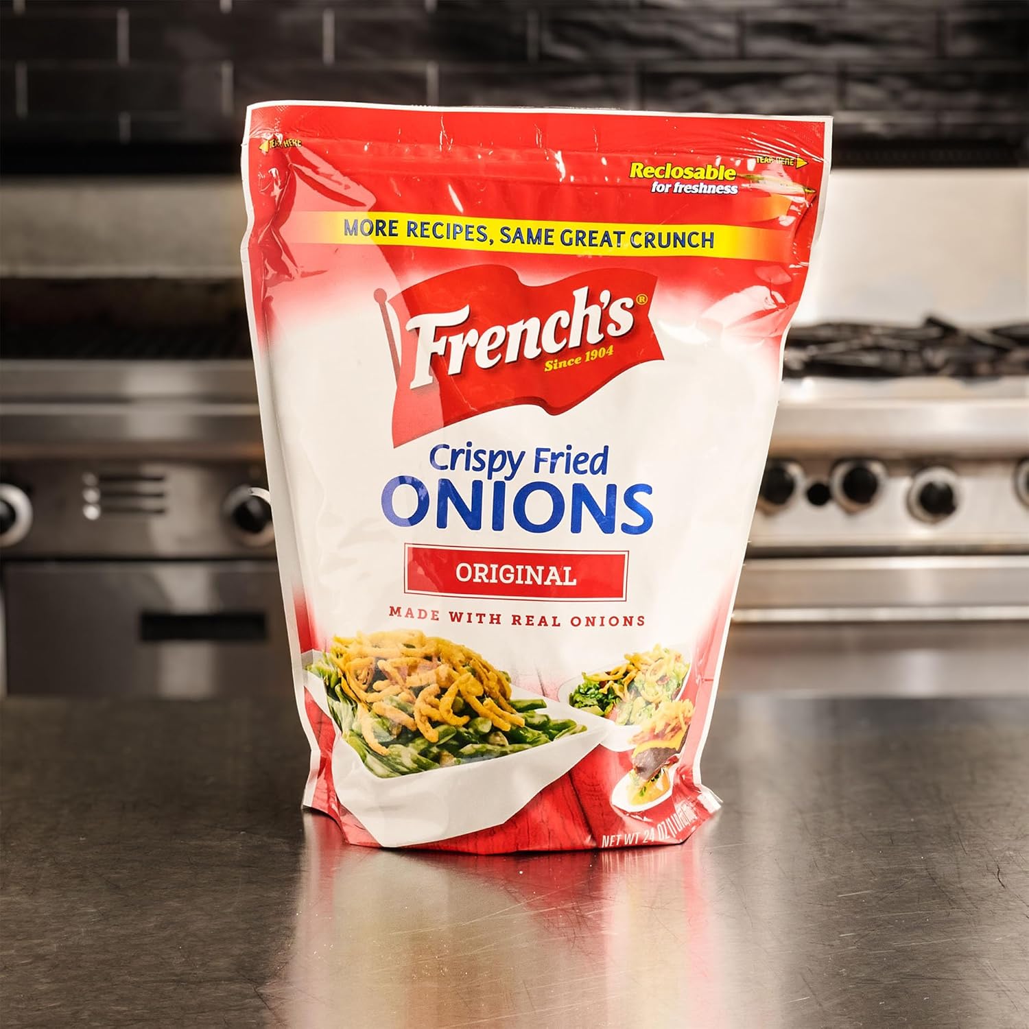 French's Original Crispy Fried Onions 24 oz – Plant-Forward Topping for Healthy Salad and Bowl Prep