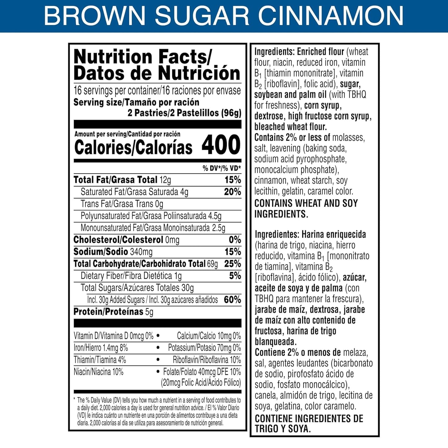 frosted brown sugar cinnamon flavor with sweet filling and soft pastry crust