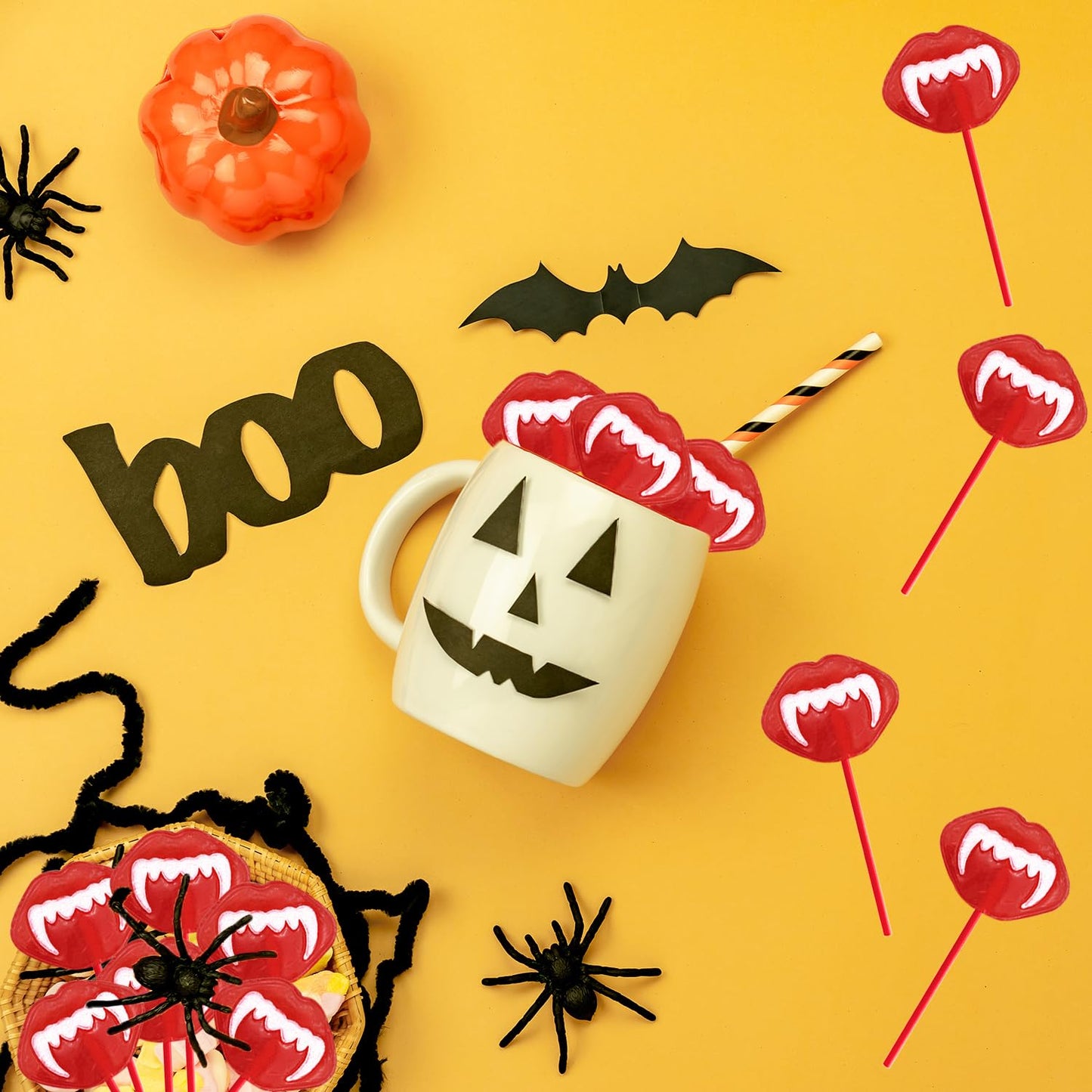 Fruidles Halloween Vampires Fangs Lollipop Suckers – Bulk Trick-or-Treat Handouts for Neighborhood Kids and Family Parties