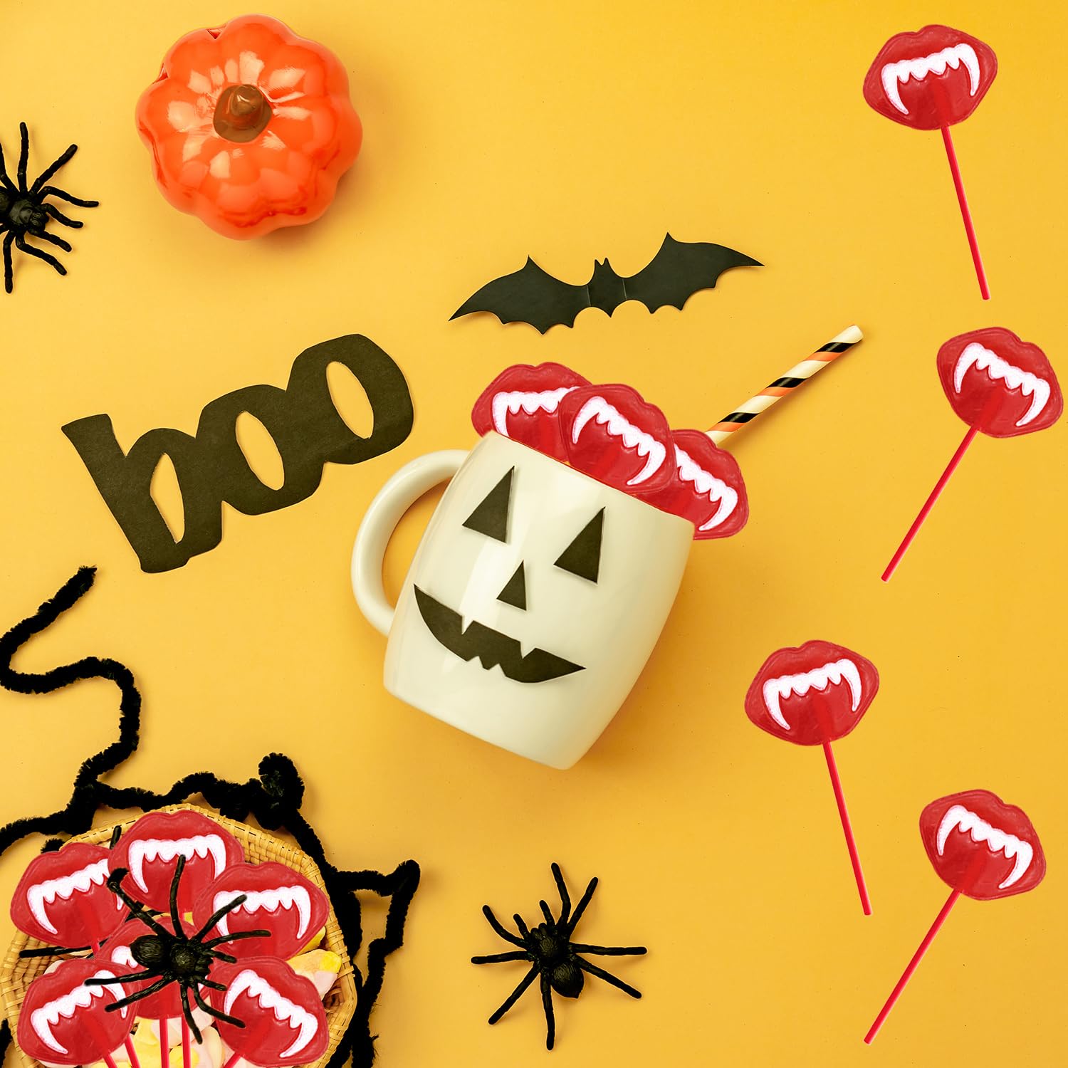 Fruidles Halloween Vampires Fangs Lollipop Suckers – Bulk Trick-or-Treat Handouts for Neighborhood Kids and Family Parties