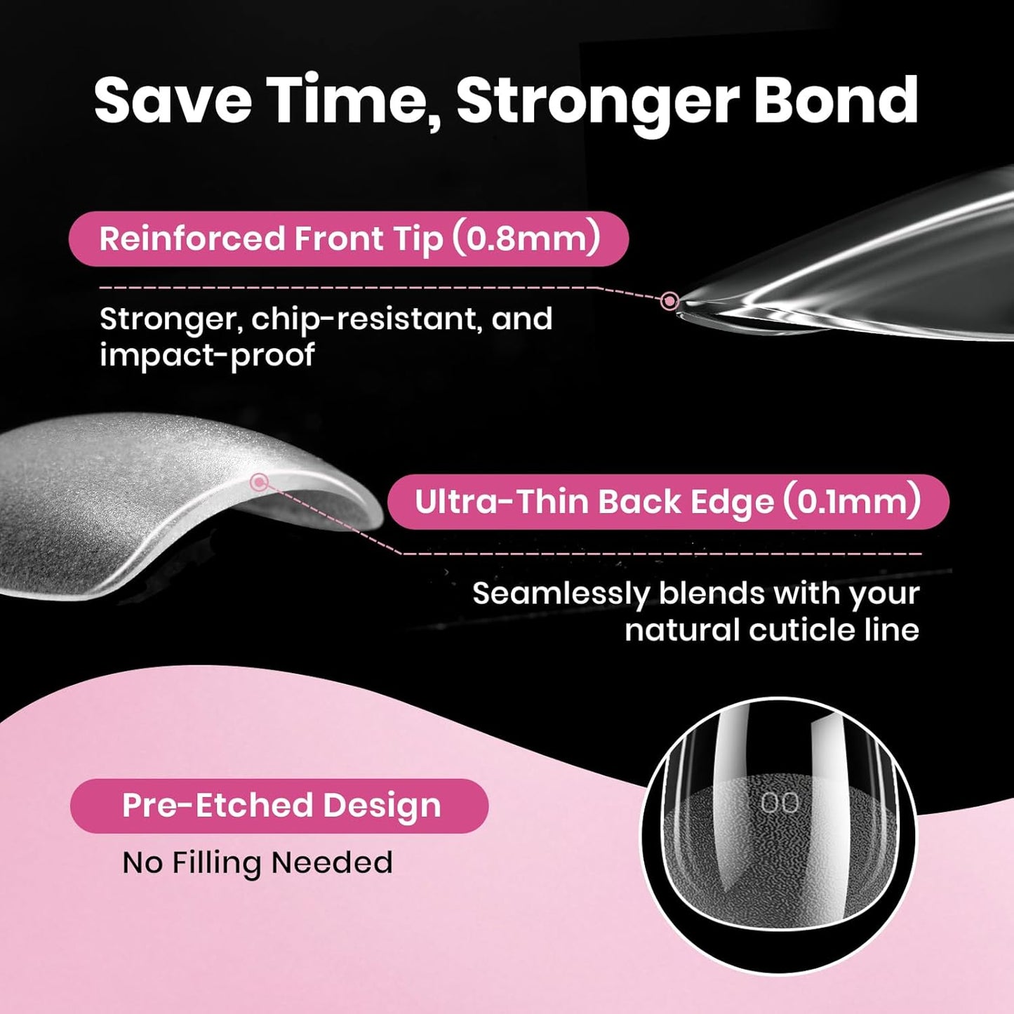 full-cover soft gel tip that requires no shaping or filing before application