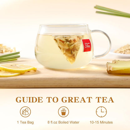 FullChea Lemon Ginger Herbal Sachets – Intentional Single-Ingredient Blend for Less-Is-More Living