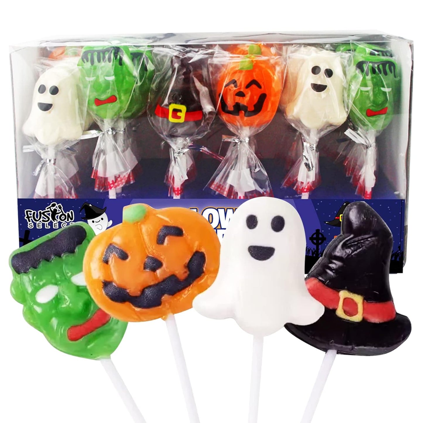 Fusion Select Trick or Treat Lollipops – Sturdy Outdoor Candy for Front Porch Bowls, Driveway Handouts & Neighborhood Stations