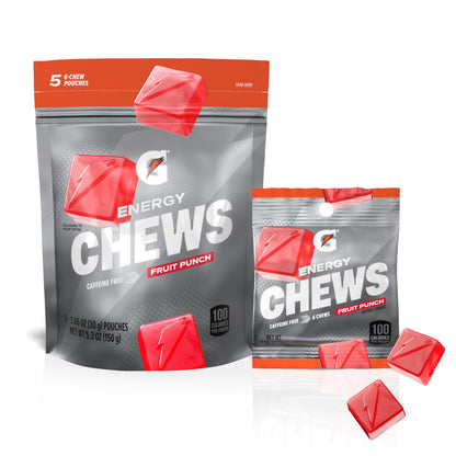 Gatorade Energy Chews Cool Blue – Camping and Tailgating Snack, Caffeine-Free 100 Calorie Pouches for Weekend Adventures
