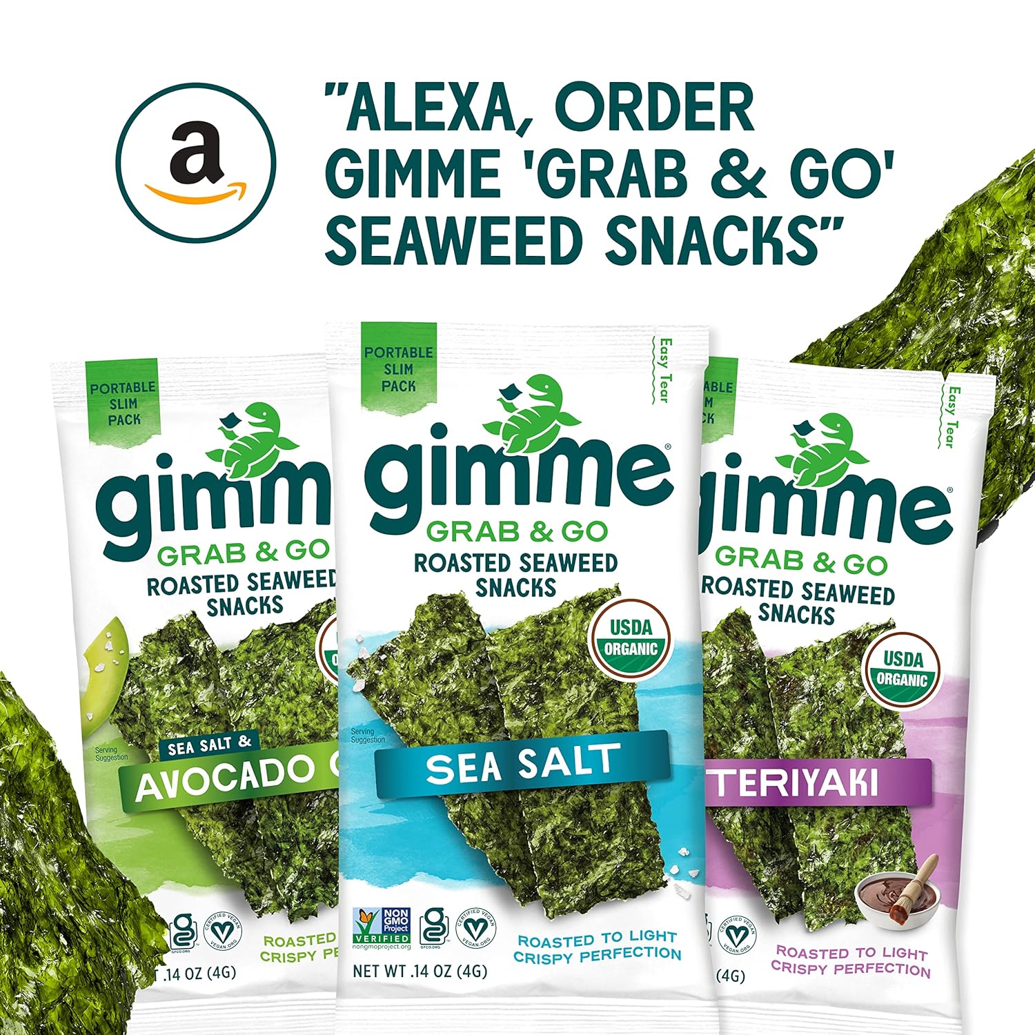 Gimme Seaweed Seaweed Snacks for Commuter Bags and Back Pockets Low Calorie Office Snack 5 Count