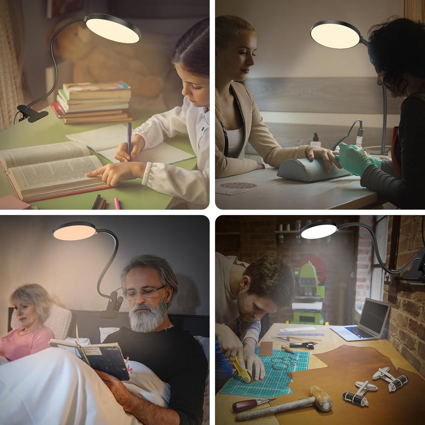Glocusent Dimmable Bedside Book Light with 3 Color Temperatures – Calming 3000K Warm Light for Mindful Evening Reading