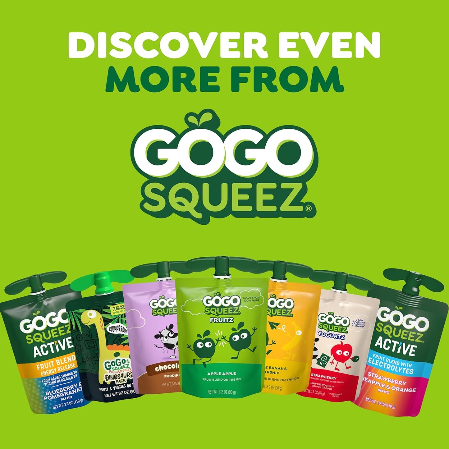 GoGo squeeZ Fruit and Veggie Pures – Camping and Park Snack for Active Families, BPA Free Travel Pouches