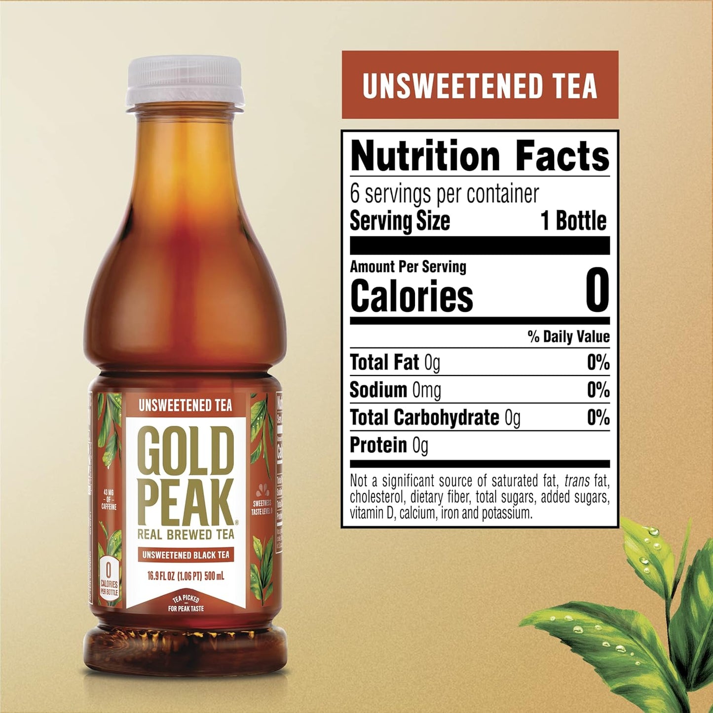Gold Peak Real Brewed Tea – Refreshing Patio Companion for Outdoor Dining, 16.9 fl oz 6 Pack