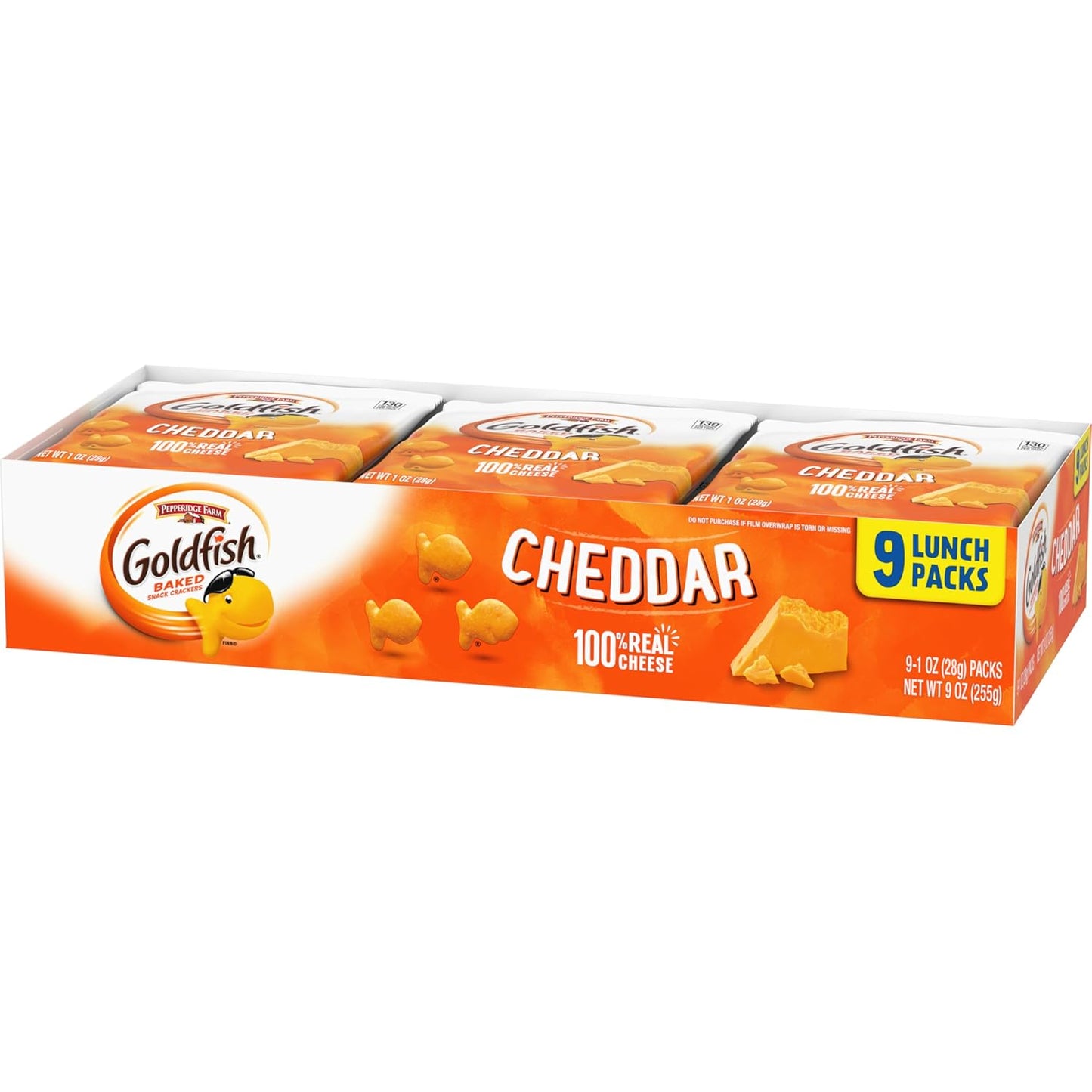 Goldfish Cheddar Cheese Crackers – Kid-Friendly After-School Snack, No Artificial Flavors Single-Serve Bags, 9 Count