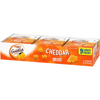 Goldfish Cheddar Cheese Crackers – Kid-Friendly After-School Snack, No Artificial Flavors Single-Serve Bags, 9 Count