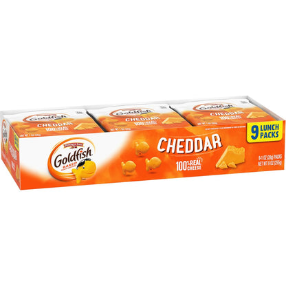 Goldfish Cheddar Cheese Crackers – Kid-Friendly After-School Snack, No Artificial Flavors Single-Serve Bags, 9 Count
