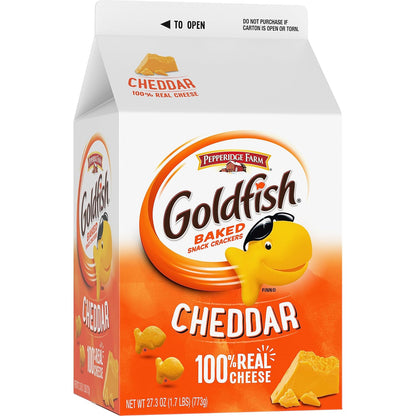 Goldfish Cheddar Cheese Crackers – Retro-Themed Snack Gift for College Care Packages, Stocking Stuffers, and Holiday Hosts, 27.3 oz