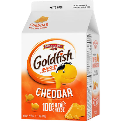 Goldfish Cheddar Cheese Crackers – Retro-Themed Snack Gift for College Care Packages, Stocking Stuffers, and Holiday Hosts, 27.3 oz