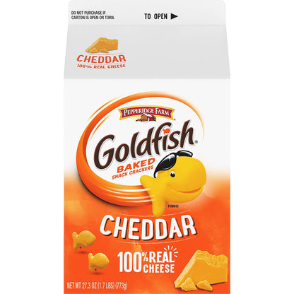 Goldfish Cheddar Cheese Crackers – Retro-Themed Snack Gift for College Care Packages, Stocking Stuffers, and Holiday Hosts, 27.3 oz