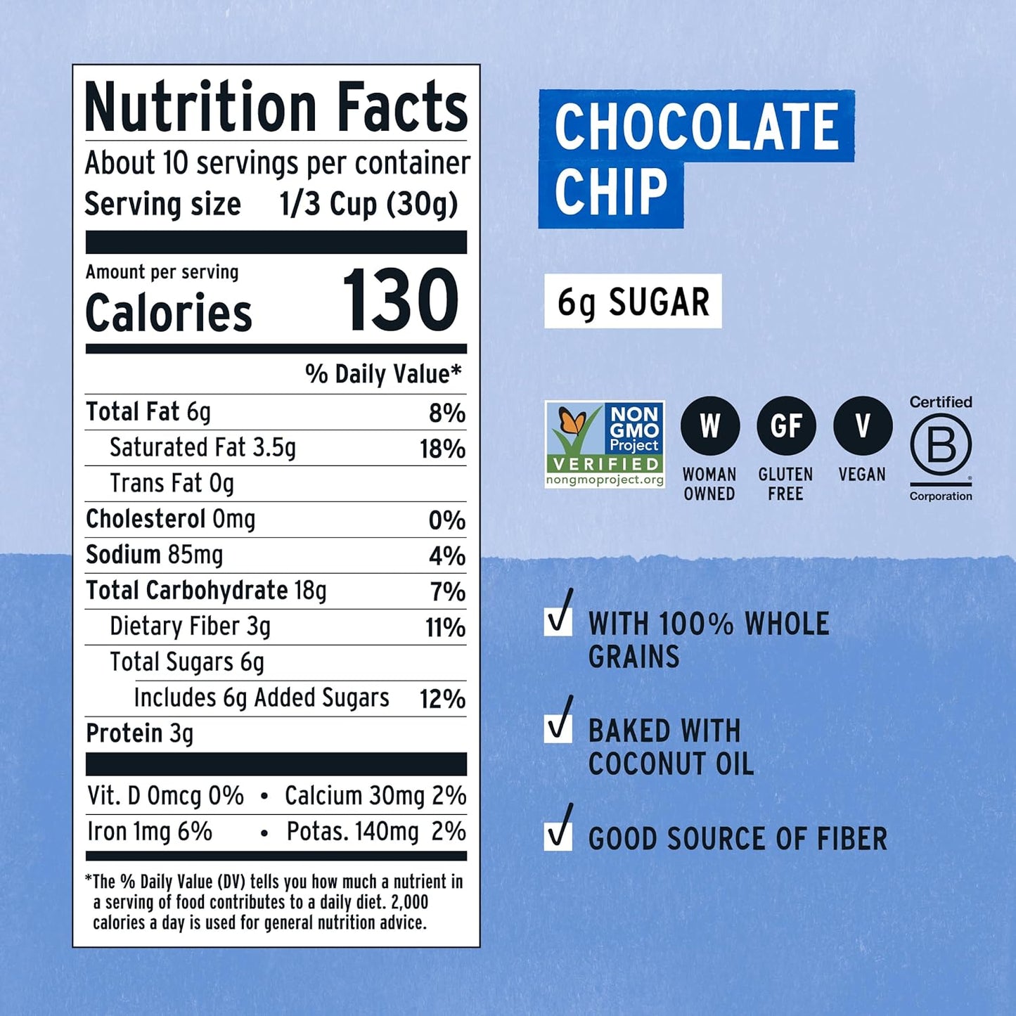 good source of dietary fiber per serving from chicory root and chia seeds