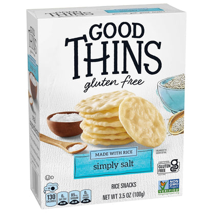 Good Thins Simply Salt Rice Snacks Gluten Free Crackers for Low-Sodium Pantry Diet, Wholesome Chewing and Hydration Ritual