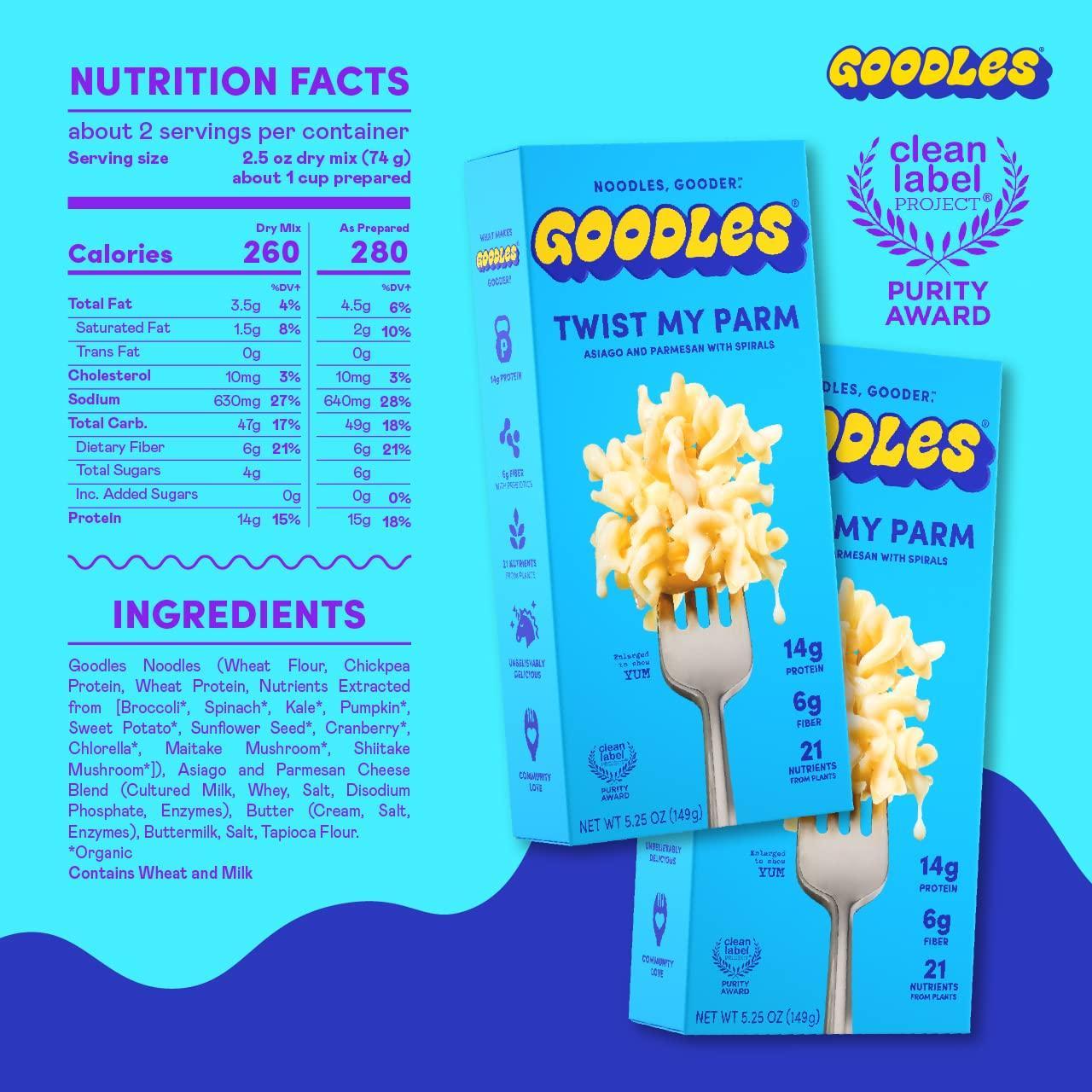 Goodles Twist My Parm Asiago and Parmesan Spirals – Better-For-You Mac and Cheese for Lunchbox Meal Prep