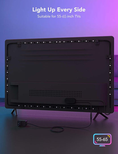 Govee RGBIC TV Backlight – Cozy Media Room Aesthetic Upgrade with Music Sync Scene Modes for 55-65 Inch TVs