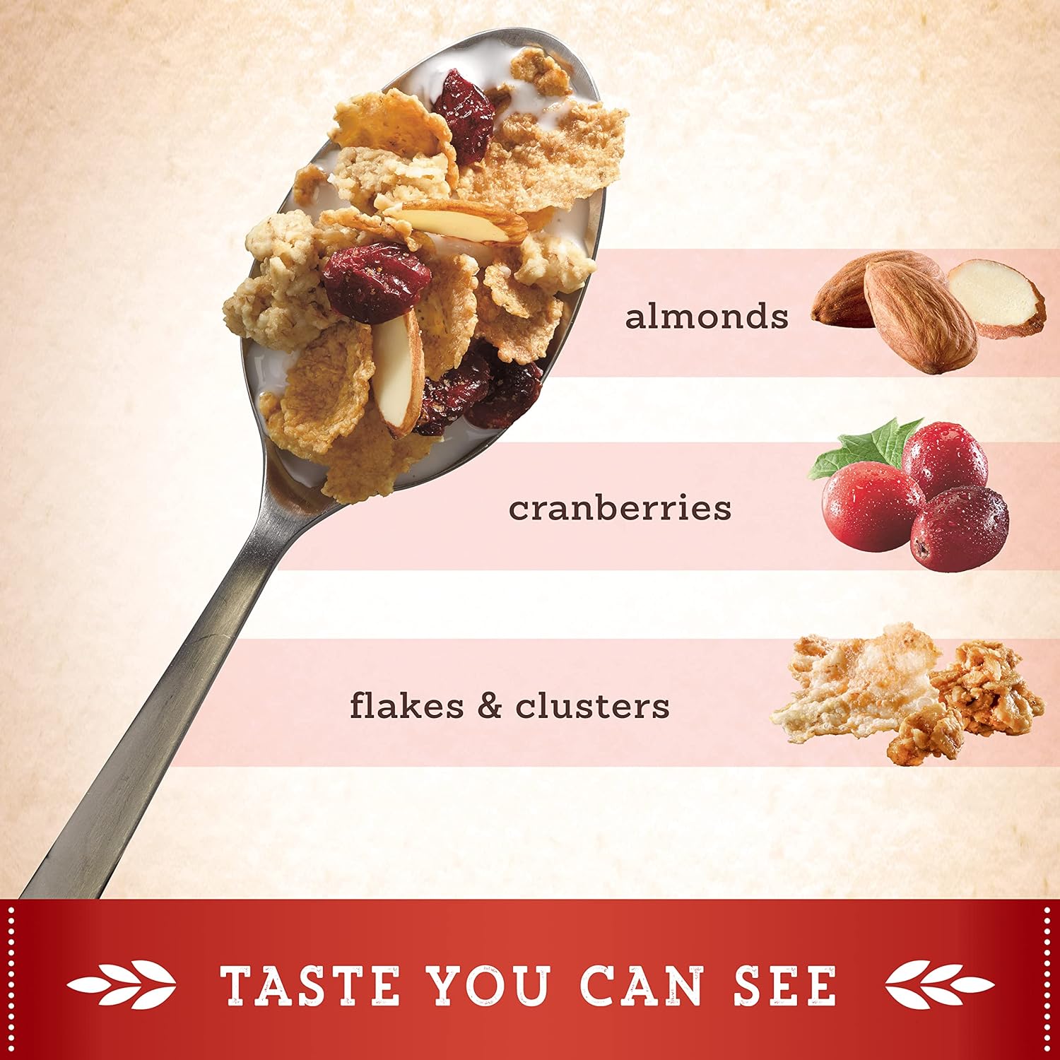 Great Grains Cranberry Almond Crunch Cereal – Desk-Side Snack Cereal for Commute and Breakroom Fueling, 14 oz Box