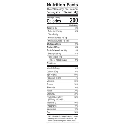 Great Grains Raisins Dates Pecans Breakfast Cereal – Fiber and Iron Rich Cereal for Clean-Label Pantry