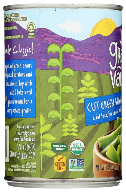 Green Valley Organic Cut Green Beans – USDA Organic Cut Side for Lunchbox Packing and Kid-Friendly Meals, 5-Pack
