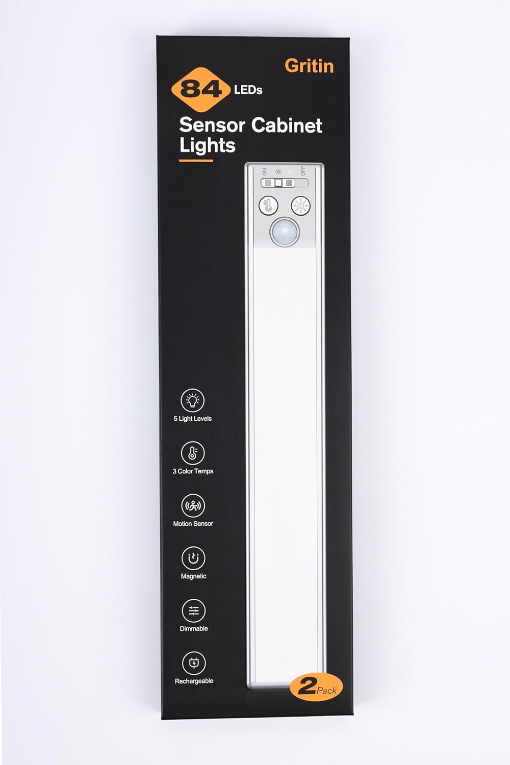 Gritin 10.2 inch Motion Sensor Cabinet Light - Warm 3000K Glow for Bedroom and Living Room Decor