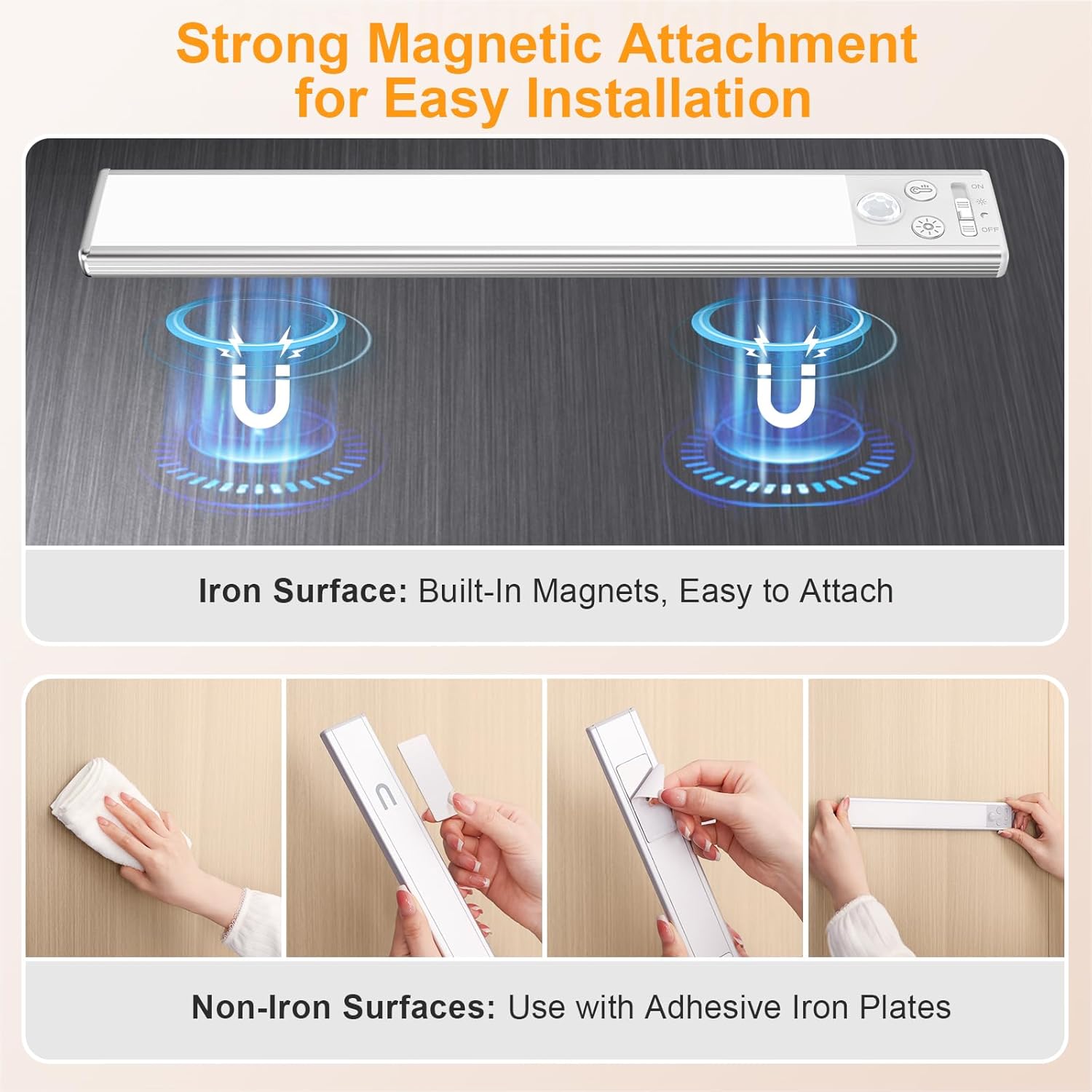 Gritin 10.2 inch Motion Sensor Cabinet Light - Warm 3000K Glow for Bedroom and Living Room Decor