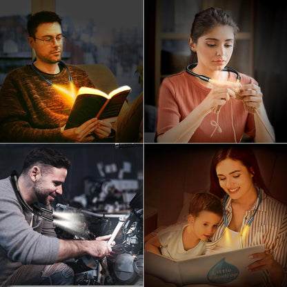Gritin LED Neck Reading Light – 80-Hour Rechargeable Light for Road Trips, Planes and Long Travel