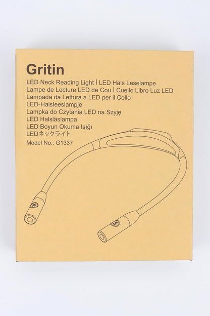 Gritin LED Neck Reading Light – 80-Hour Rechargeable Light for Road Trips, Planes and Long Travel
