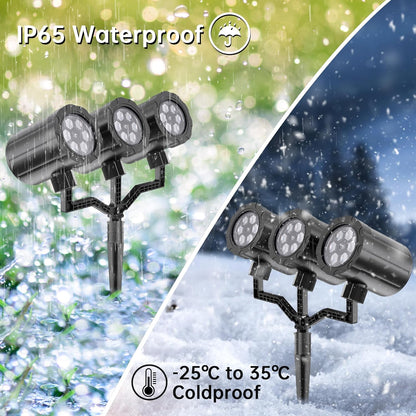 GUSODOR 3-Head LED Snowflake Projector – Durable Outdoor Dining and Backyard Holiday Lighting
