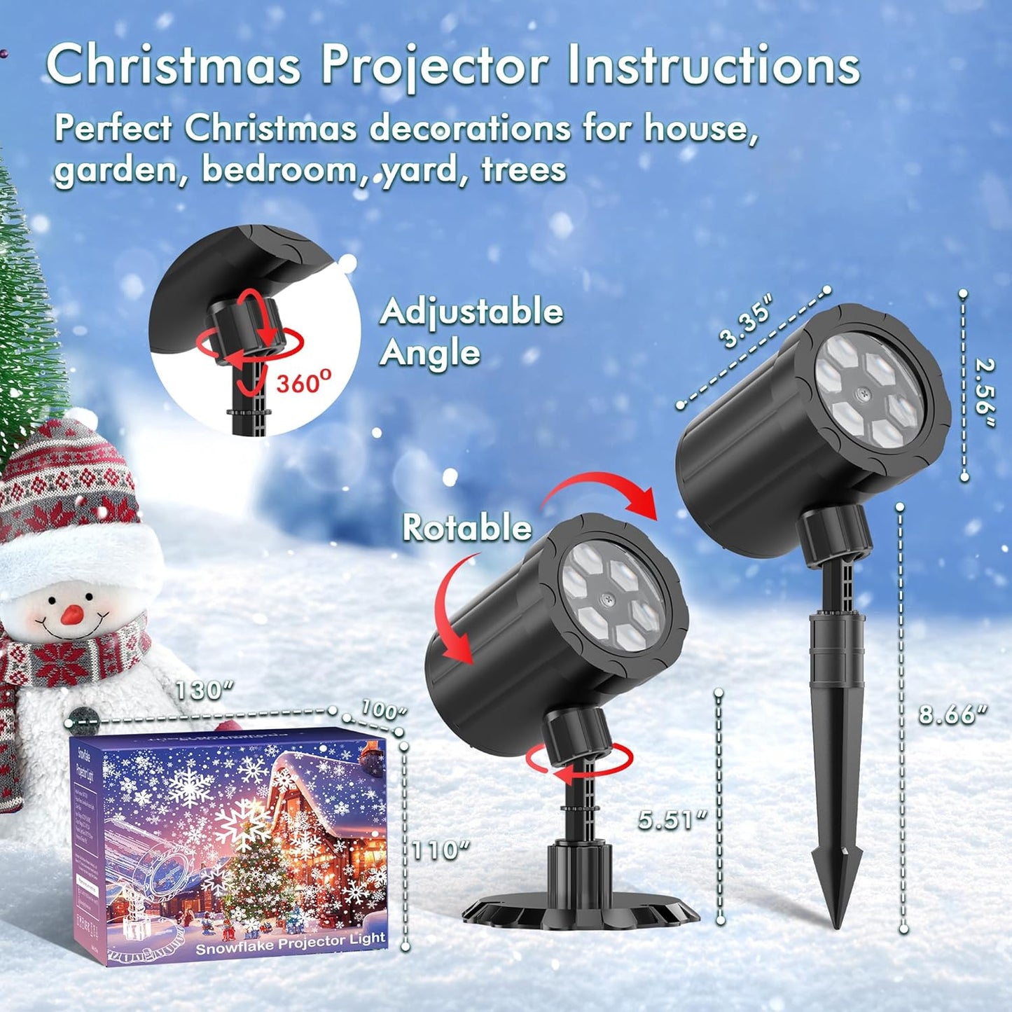 GUSODOR Playroom Snowfall Projector – Child-Safe Holiday Light for Nursery and Kids Room