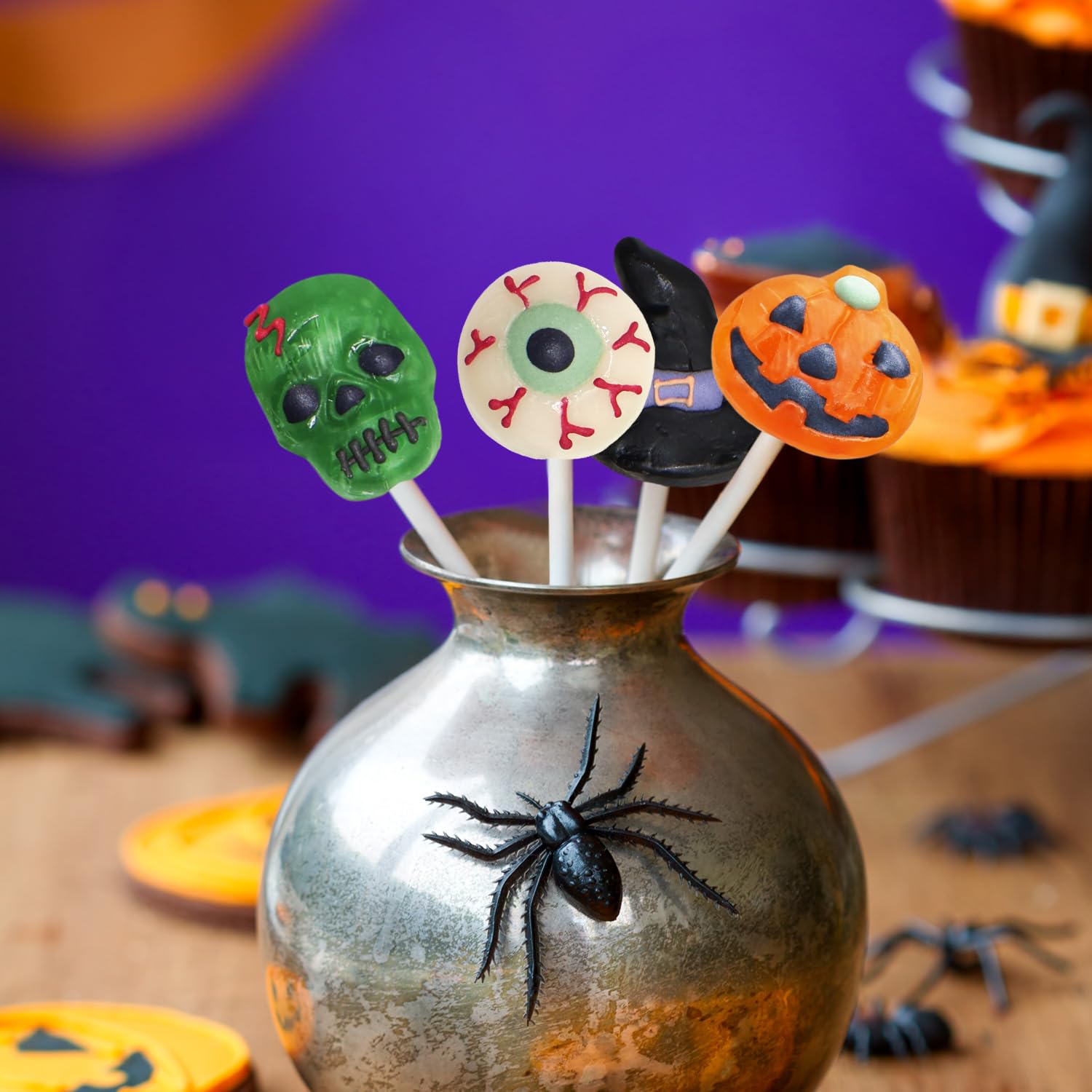 Halloween Lollipops 24 Count Dye-Free Suckers Fun Trick-or-Treat Candy Safe for Kids Classrooms and Playdates