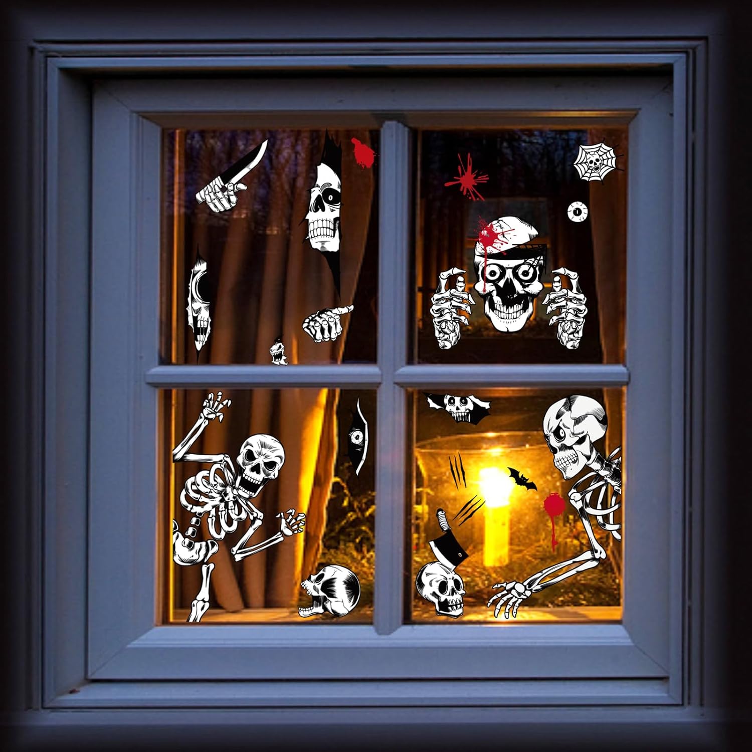 Halloween Window Stickers - Safe Around Kids and Pets Static Clings for Family Home Windows, No Residue PVC