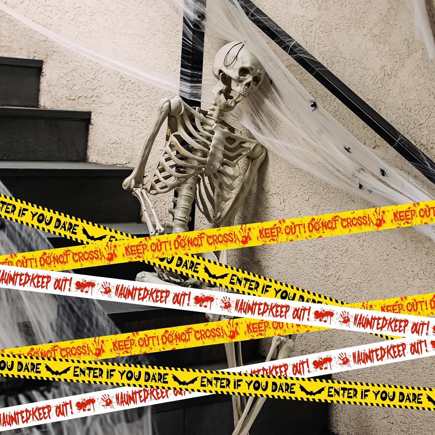 HauntHouse Halloween Party Tape Pack – Family Safe Creepy Decoration for Trick-or-Treat Porch Night
