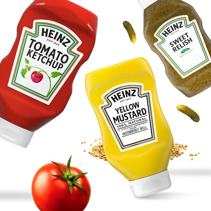 Heinz Outdoor Condiment Bundle – Squeeze Bottles of Ketchup, Relish and Mustard for Patio Grilling