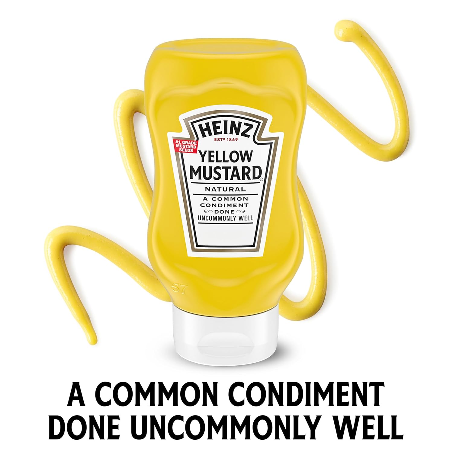 Heinz Yellow Mustard, 20 oz Bottle – Outdoor Grilling Staple for Hamburgers, Pretzels, and Vegan Dogs on the Patio