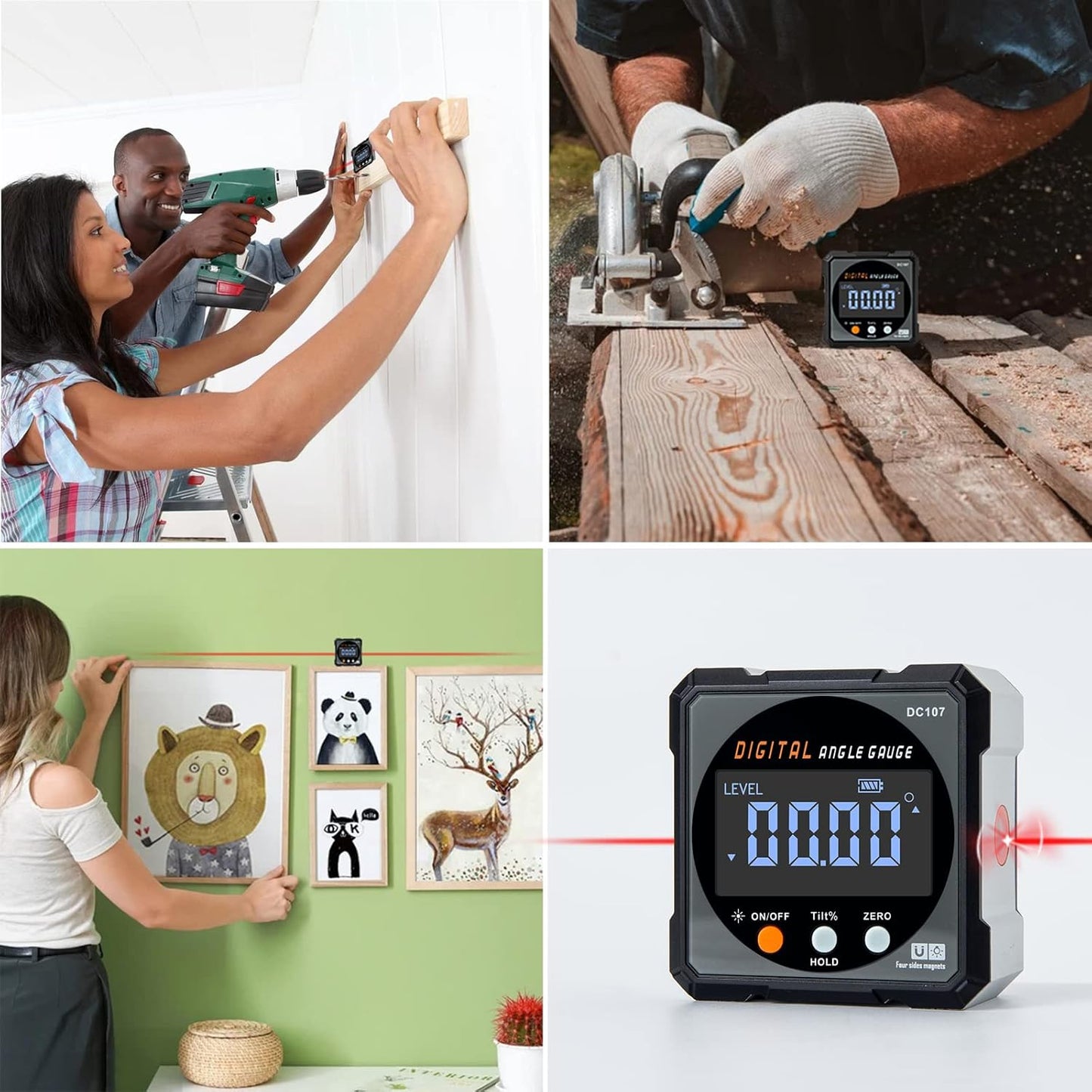 HERRMILL Digital Angle Finder with Dual Laser - Unique Holiday Gift for Him, Pocket Measuring Tool for DIYers and Carpenters