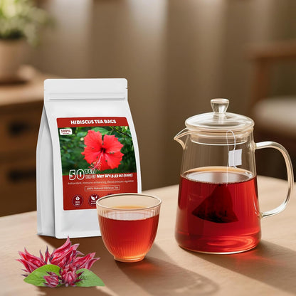 Hibiscus Tea Bags – Yoga Room Essential for Skin and Stress Support, Vitamin C Rich Herbal Tea