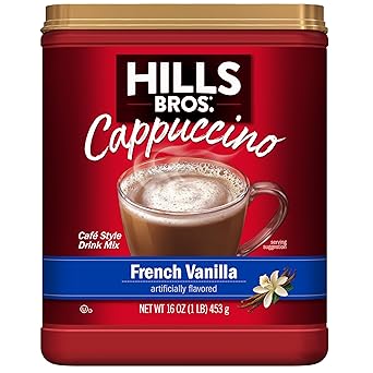 Hills Bros. Instant Cappuccino Mix Sugar Free French Vanilla – RV and Road Trip Beverage, No Equipment Required