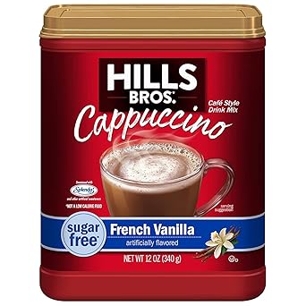 Hills Bros. Instant Cappuccino Mix Sugar Free French Vanilla – RV and Road Trip Beverage, No Equipment Required