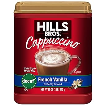 Hills Bros. Instant Cappuccino Mix Sugar Free French Vanilla – RV and Road Trip Beverage, No Equipment Required