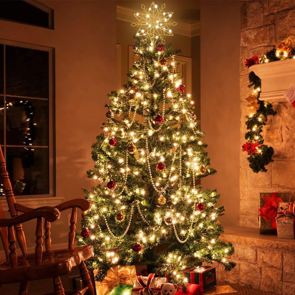 hogardeck LED Christmas Star Tree Topper – Kid and Pet Friendly Holiday Decoration with Auto Off Timer for Busy Parents