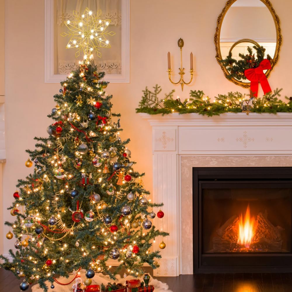 hogardeck LED Christmas Star Tree Topper – Kid and Pet Friendly Holiday Decoration with Auto Off Timer for Busy Parents