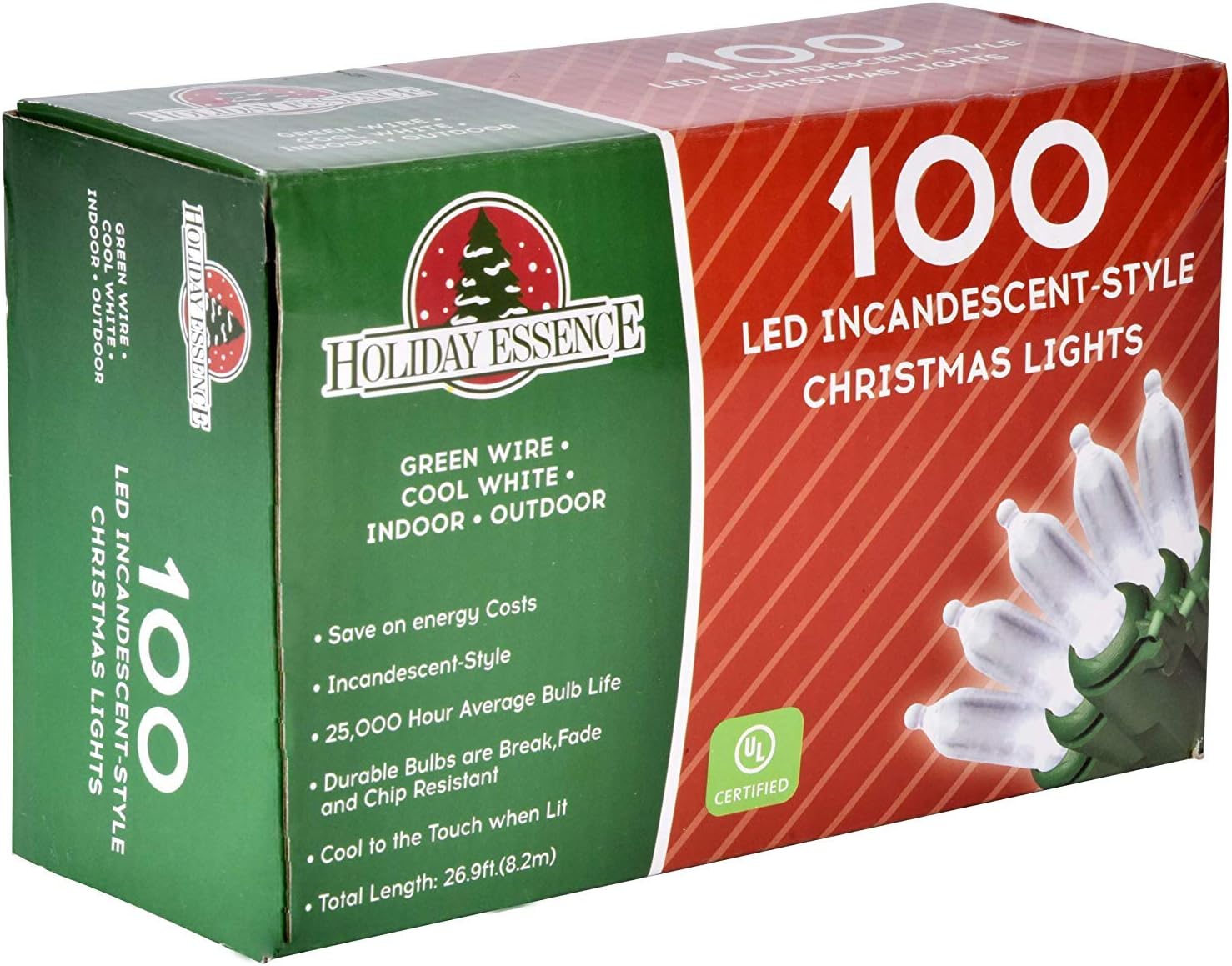 Holiday Essence Child-Friendly LED Lights for Bedroom and Reading Corner, 26.9 Ft Flameless Cool White Strand